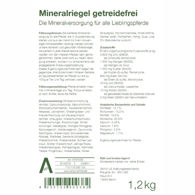 Mineralriegel getreidefrei